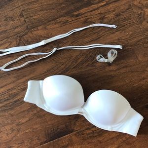 White strapless Victoria’s Secret bra
